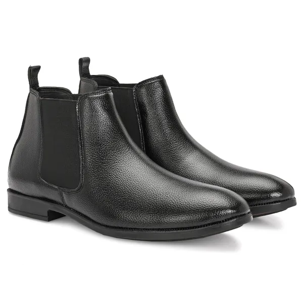 Black_Leatherette_And_Tpr_Slip_On_Boots_For_Men
