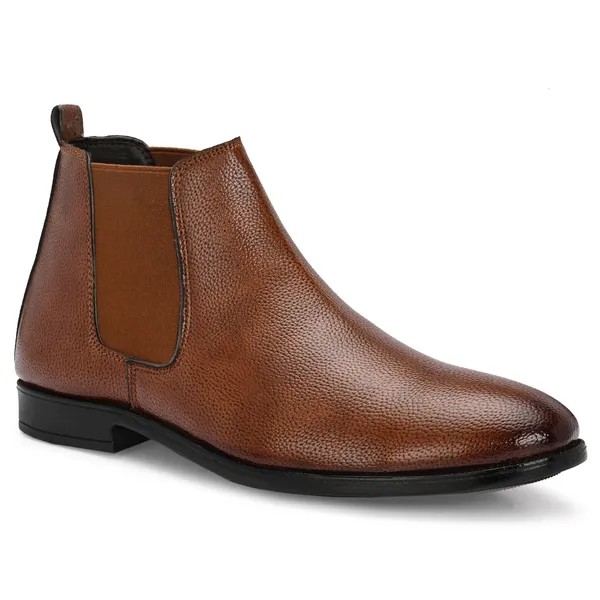 Tan_Brown_Leatherette_And_Tpr_Slip_On_Boots_For_Men