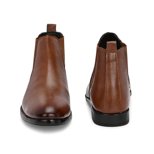 Tan_Brown_Leatherette_And_Tpr_Slip_On_Boots_For_Men
