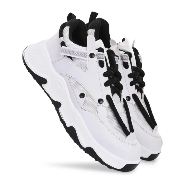 White_Mesh_And_Airmix_Lace_Ups_Sports_Shoes_For_Men