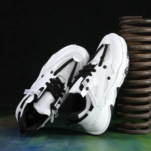 White_Mesh_And_Airmix_Lace_Ups_Sports_Shoes_For_Men