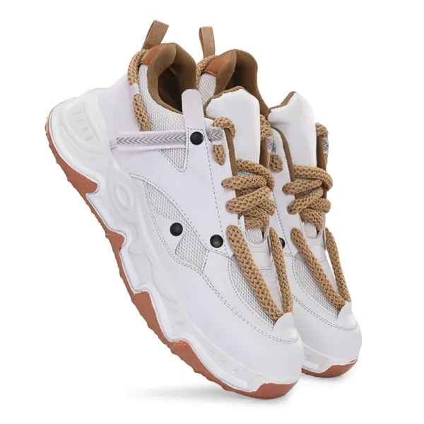 White_Mesh_And_Airmix_Lace_Ups_Sports_Shoes_For_Men