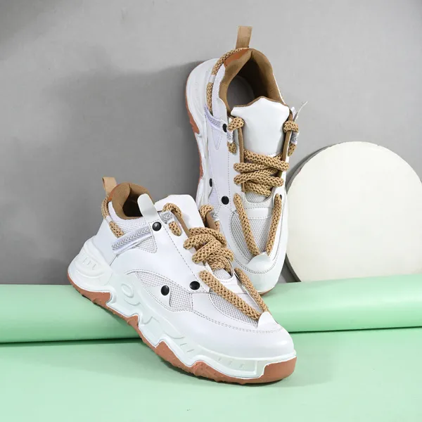 White_Mesh_And_Airmix_Lace_Ups_Sports_Shoes_For_Men