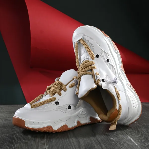 White_Mesh_And_Airmix_Lace_Ups_Sports_Shoes_For_Men