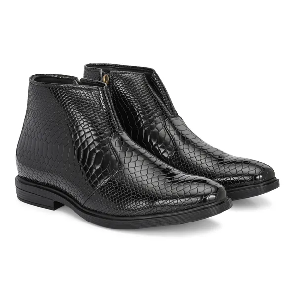 Black_Leatherette_And_Pu_Zip_Boots_For_Men