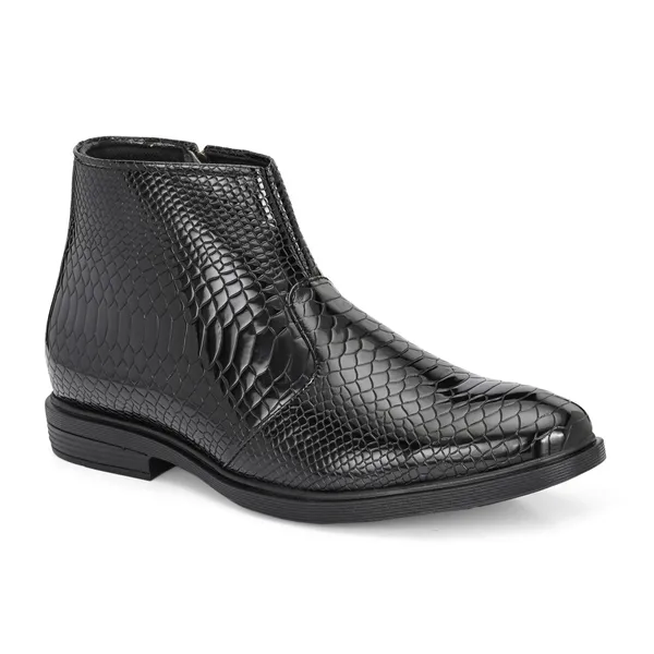Black_Leatherette_And_Pu_Zip_Boots_For_Men