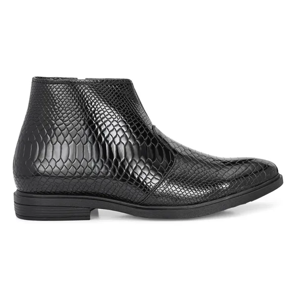 Black_Leatherette_And_Pu_Zip_Boots_For_Men