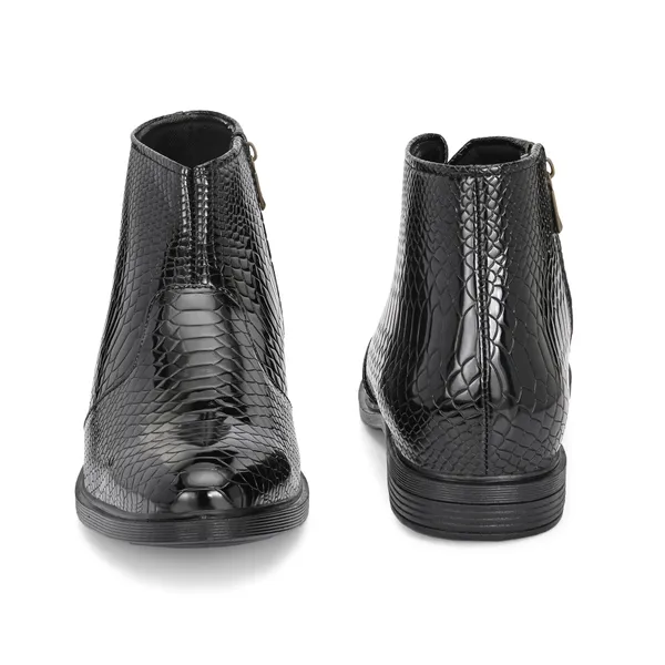 Black_Leatherette_And_Pu_Zip_Boots_For_Men