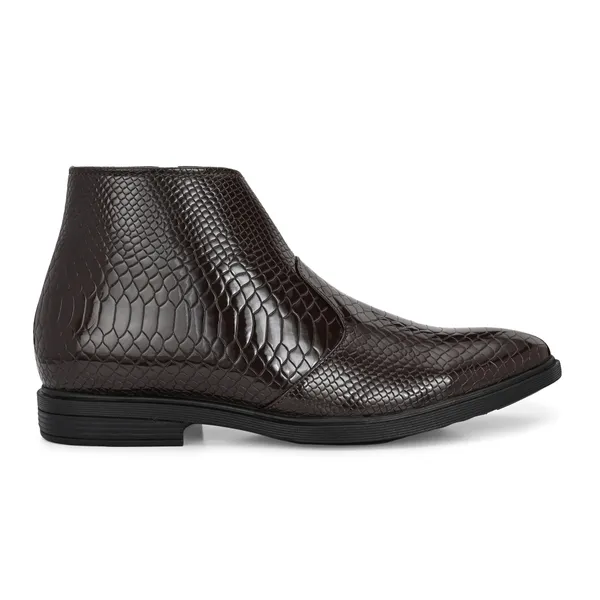 Brown_Leatherette_And_Pu_Zip_Boots_For_Men