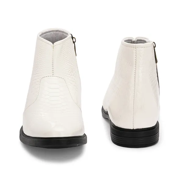 White_Leatherette_And_Pu_Zip_Boots_For_Men