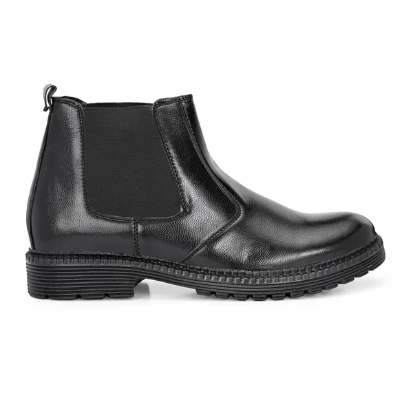 Black_Leatherette_And_Pu_Slip_On_Boots_For_Men