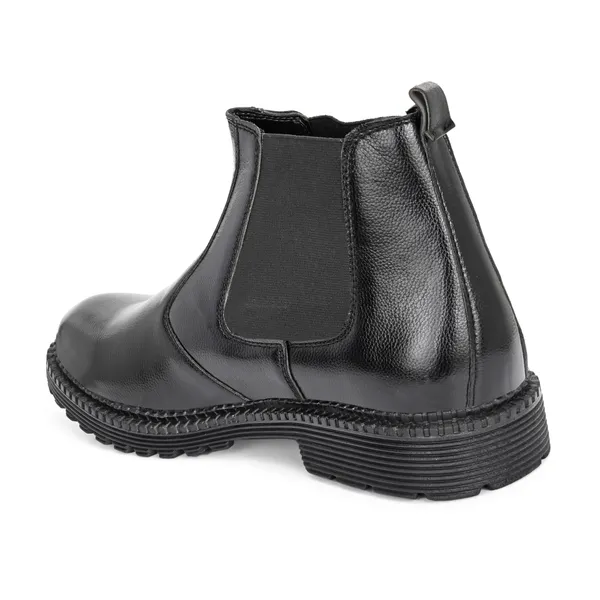 Black_Leatherette_And_Pu_Slip_On_Boots_For_Men