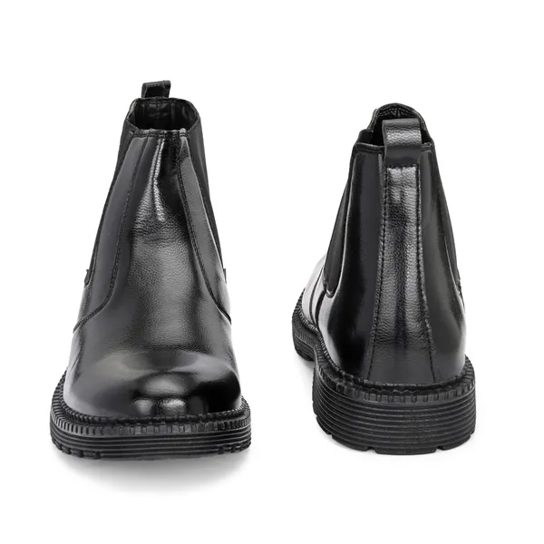Black_Leatherette_And_Pu_Slip_On_Boots_For_Men
