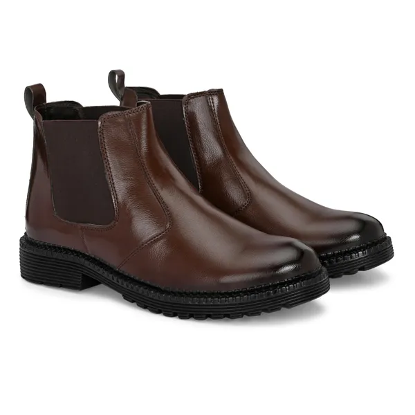 Brown_Leatherette_And_Pu_Slip_On_Boots_For_Men