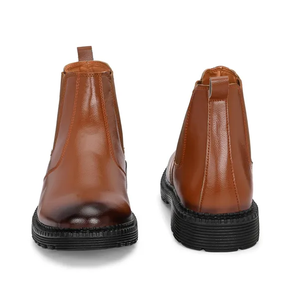 Tan_Brown_Leatherette_And_Pu_Slip_On_Boots_For_Men