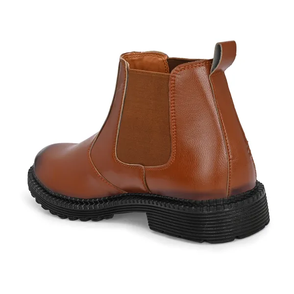 Tan_Brown_Leatherette_And_Pu_Slip_On_Boots_For_Men