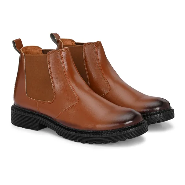 Tan_Brown_Leatherette_And_Pu_Slip_On_Boots_For_Men