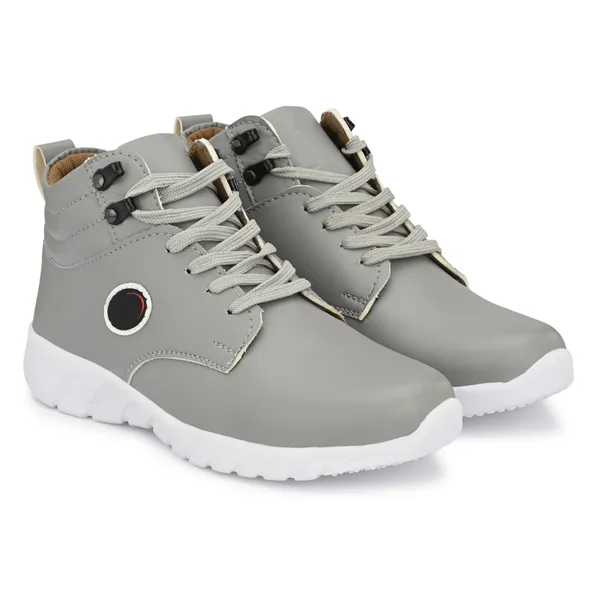 Grey_Leatherette_And_Airmix_Lace_Ups_Sneakers_For_Men