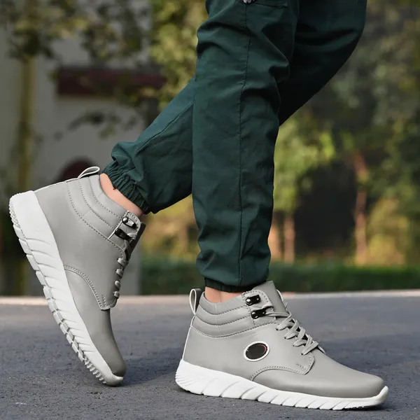 Grey_Leatherette_And_Airmix_Lace_Ups_Sneakers_For_Men