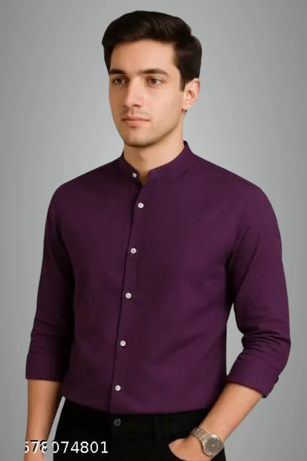 Purple_Cotton_Blend_Shirt_For_Men