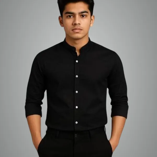 Black_Cotton_Blend_Shirt_For_Men