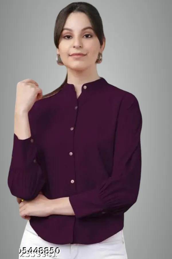 Purple_Cotton_Blend_Shirt_For_Women
