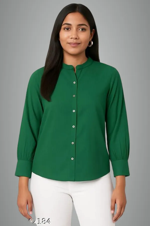 Mint_Green_Cotton_Blend_Shirt_For_Women
