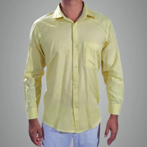 Yellow_Cotton_Blend_Shirt_For_Men