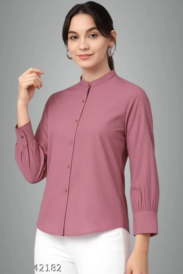 Peach_Cotton_Blend_Shirt_For_Women