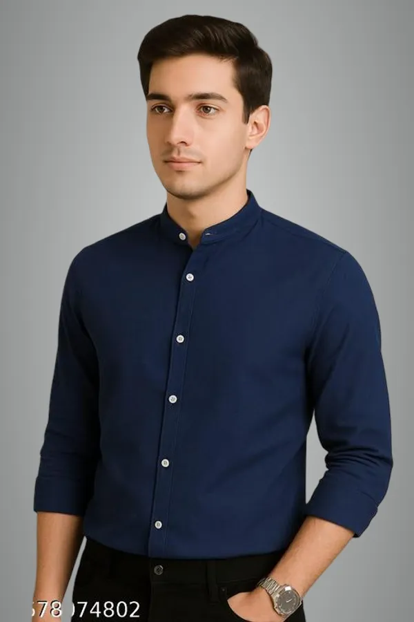 Navy_Blue_Cotton_Blend_Shirt_For_Men