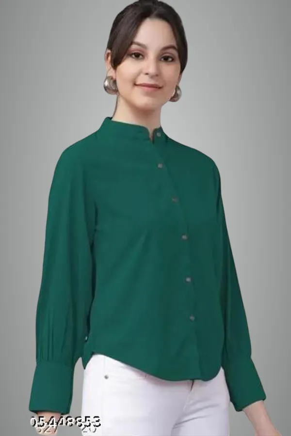 Green_Cotton_Blend_Shirt_For_Women