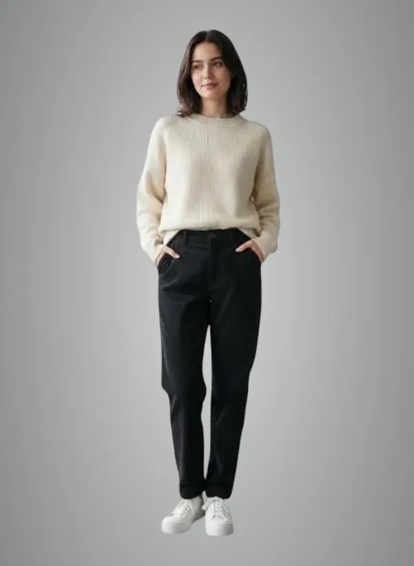 Black_Cotton_Blend_Pants_For_Women