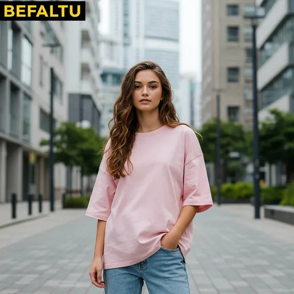 Pink_Cotton_Premium_Oversized_Street_Style_Fit_T-Shirt_For_Women
