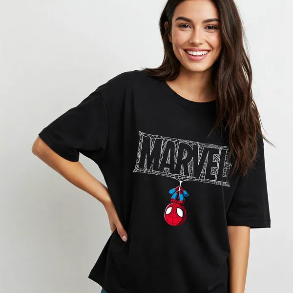 Black_Cotton_Premium_Marvel_Spider_Man_Graphic_Tee_T-Shirt_For_Women