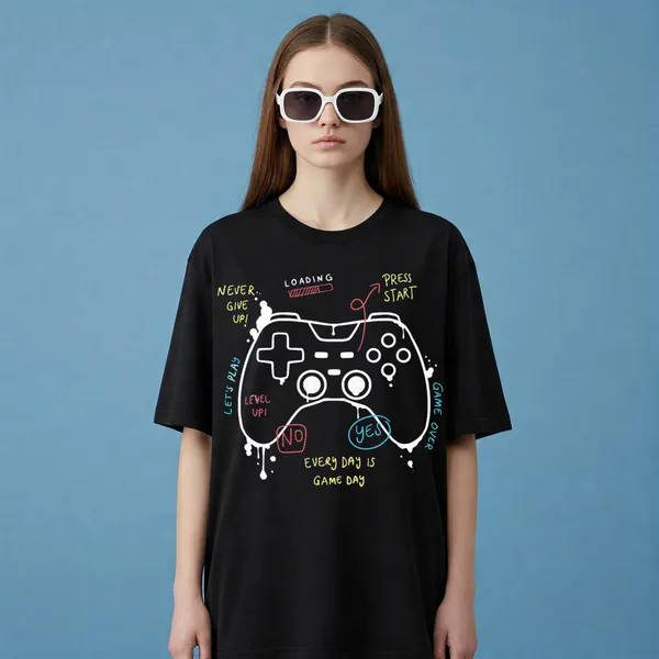 Black_Cotton_Premium_Gamer_Video_Game_Tee_T-Shirt_For_Women