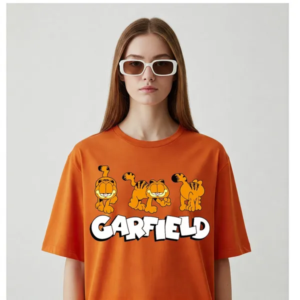 Orange_Cotton_Premium_Garfield_Cartoon_Tee_T-Shirt_For_Women