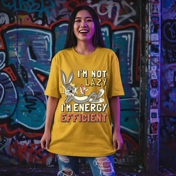 Yellow_Cotton_Premium_Bugs_Bunny_Lazy_Energy_Efficient_Cartoon_Tee_T-Shirt_For_Women