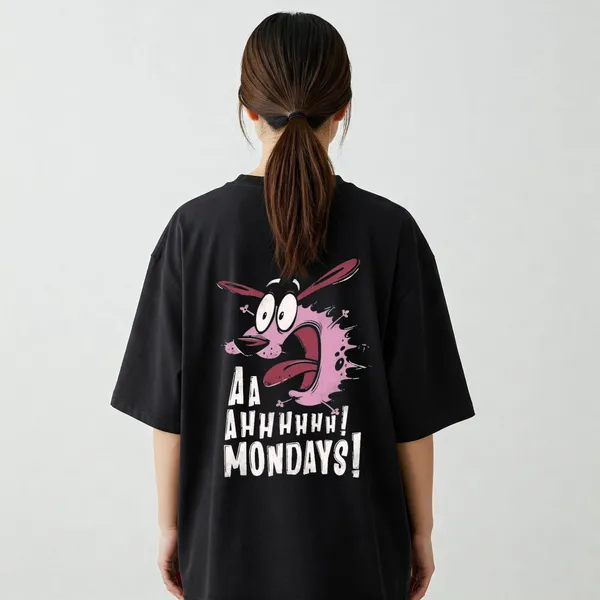 Black_Cotton_Premium_Courage_The_Cowardly_Dog_Mondays_Cartoon_Tee_T-Shirt_For_Women