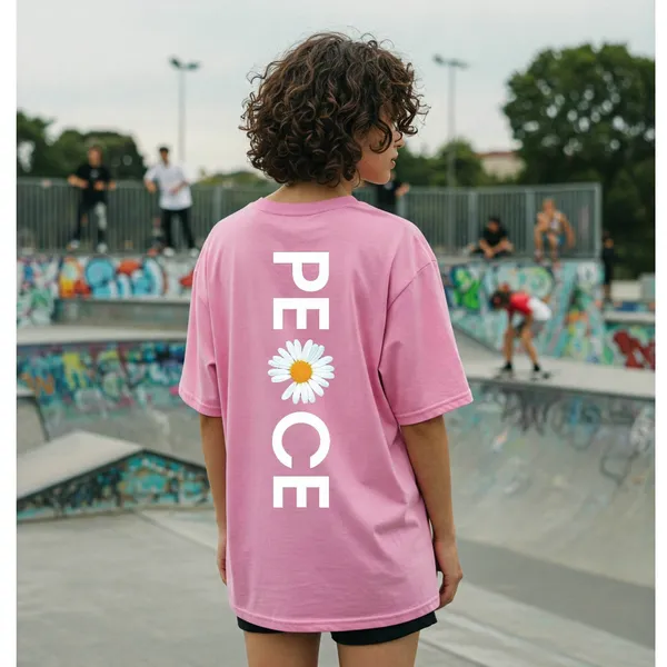 Pink_Cotton_Premium_Peace_Daisy_Graphic_Tee_T-Shirt_For_Women