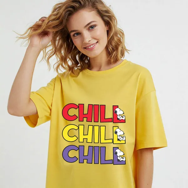 Yellow_Cotton_Premium_Chill_Snoopy_Graphic_Oversized_T-Shirt_For_Women