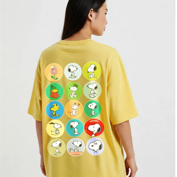 Yellow_Cotton_Premium_Multi_Snoopy_Faces_Graphic_Oversized_T-Shirt_For_Women