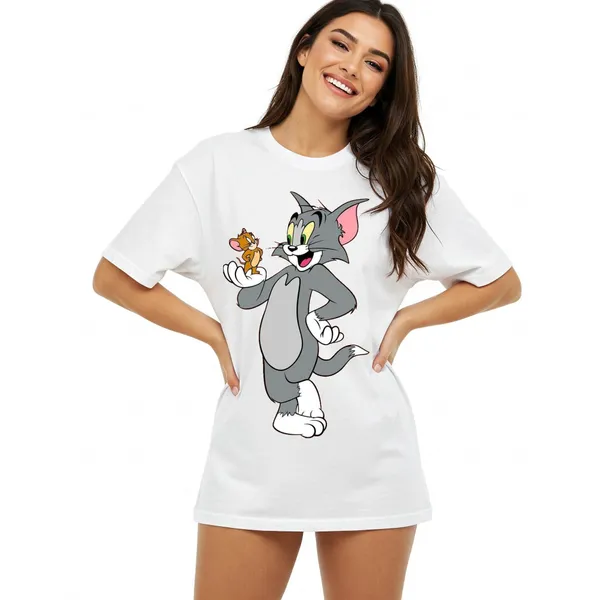 White_Cotton_Premium_Tom_And_Jerry_Graphic_Oversized_T-Shirt_For_Women