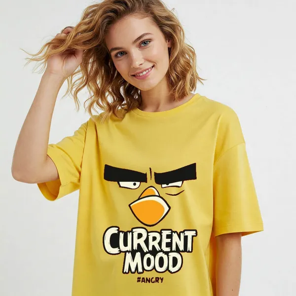 Yellow_Cotton_Premium_Angry_Birds_Current_Mood_Graphic_Oversized_T-Shirt_For_Women