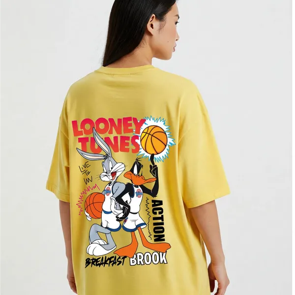 Yellow_Cotton_Premium_Looney_Tunes_Basketball_Graphic_Oversized_T-Shirt_For_Women