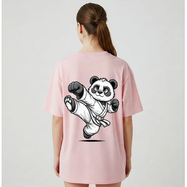 Pink_Cotton_Premium_Karate_Panda_Graphic_Oversized_T-Shirt_For_Women