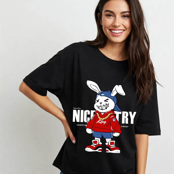 Black_Cotton_Premium_Nice_Try_Bunny_Graphic_Oversized_T-Shirt_For_Women