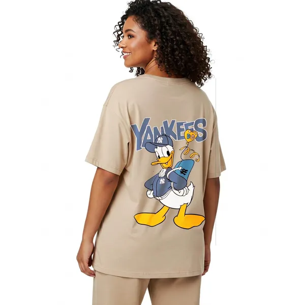 Beige_Cotton_Premium_Donald_Duck_Yankees_Graphic_Disney_Sports_Oversized_T-Shirt_For_Women