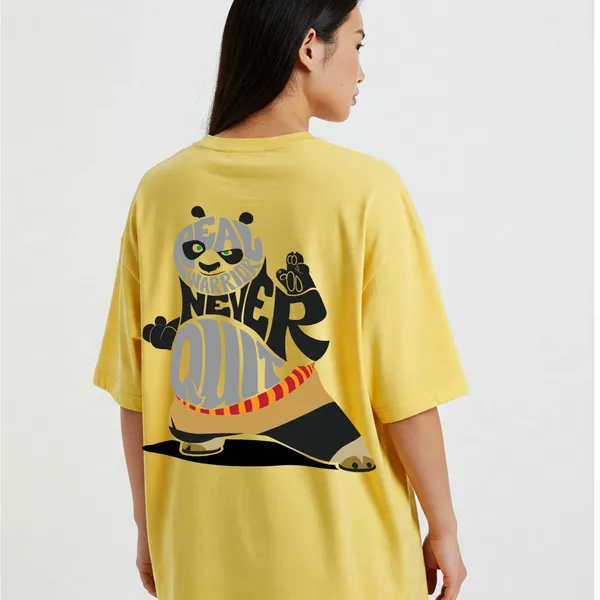 Yellow_Cotton_Premium_Kung_Fu_Panda_Never_Quit_Graphic_Oversized_T-Shirt_For_Women