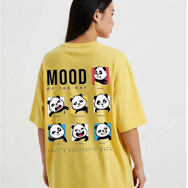Yellow_Cotton_Premium_Mood_Of_The_Day_Panda_Graphic_Oversized_T-Shirt_For_Women