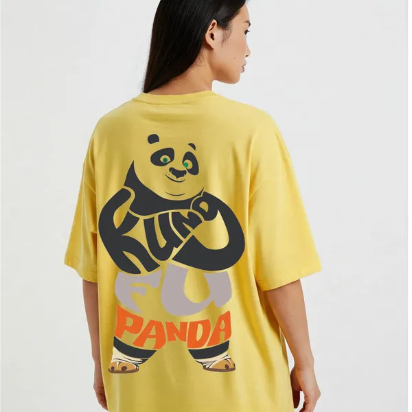 Yellow_Cotton_Premium_Kung_Fu_Panda_Text_Graphic_Oversized_T-Shirt_For_Women